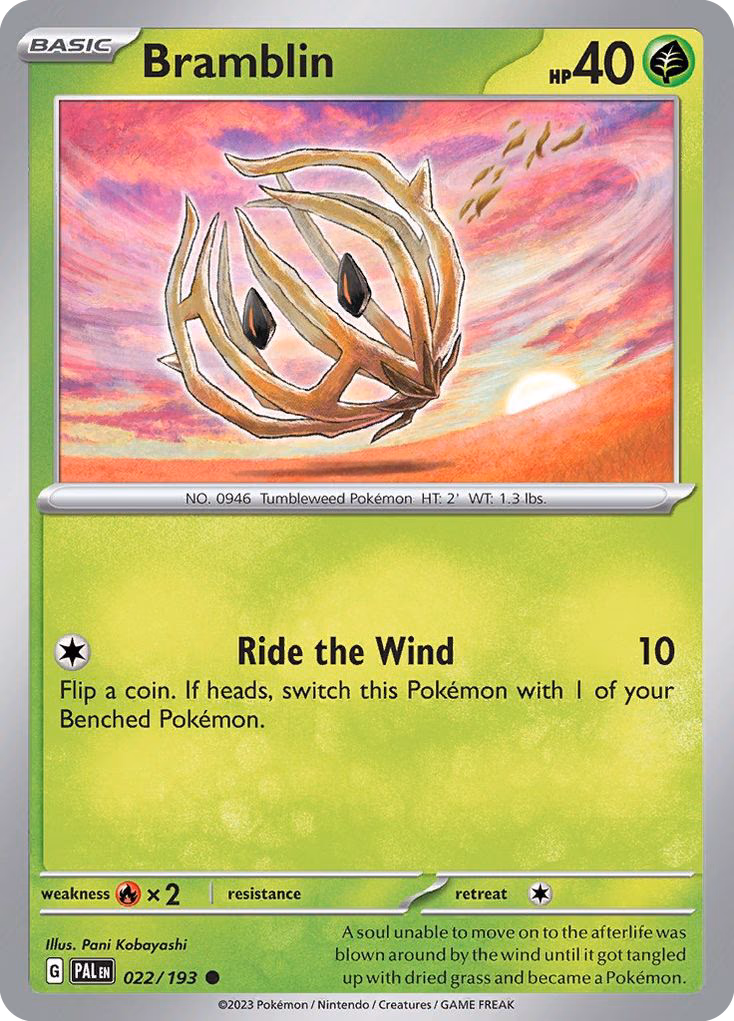 Bramblin Pokemon card (022/193, Paldea Evolved)