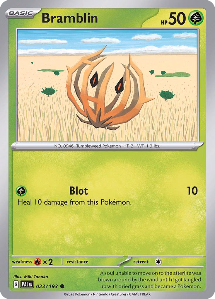 Bramblin Pokemon card (023/193, Paldea Evolved)
