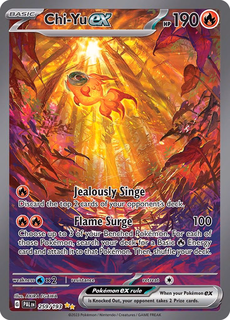 Chi-Yu ex Pokemon card (259/193, Paldea Evolved)