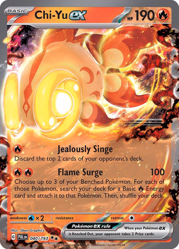 Chi-Yu ex Pokemon card (040/193, Paldea Evolved)