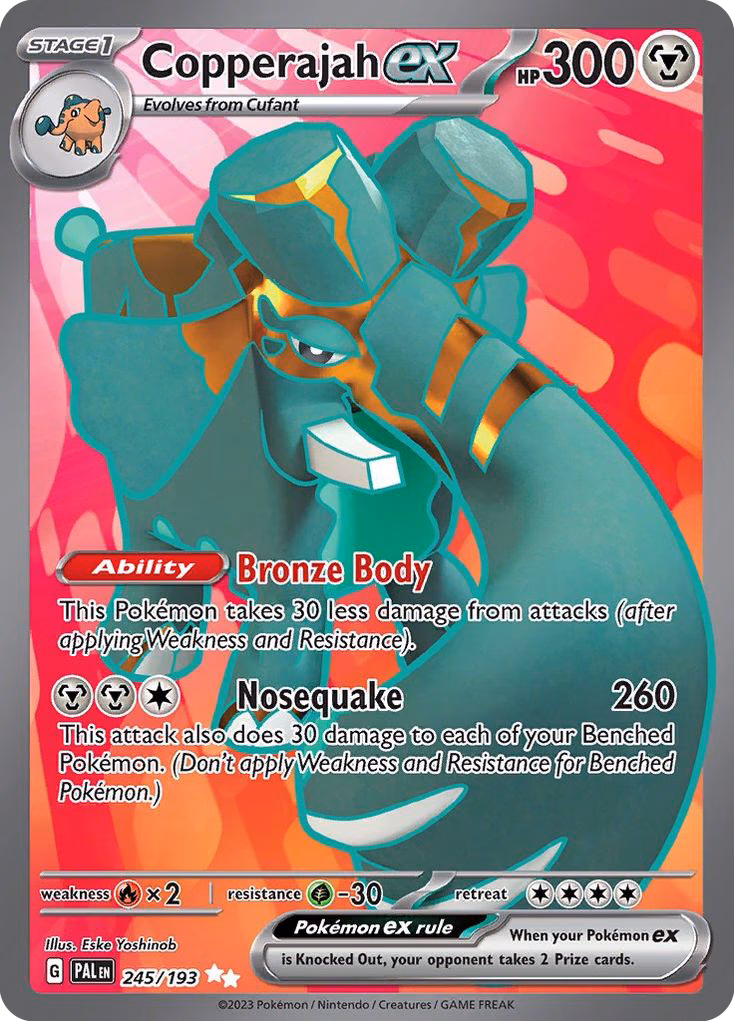 Copperajah ex Pokemon card (245/193, Paldea Evolved)
