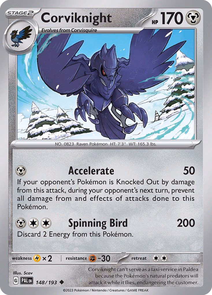 Corviknight Pokemon card (148/193, Paldea Evolved)