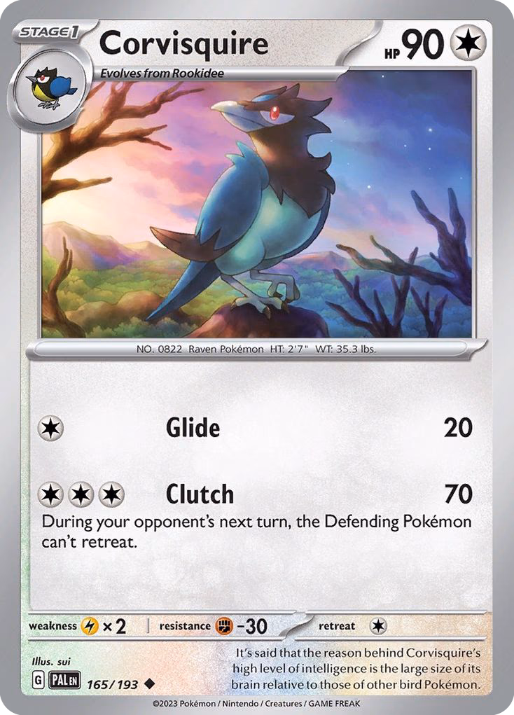 Corvisquire Pokemon card (165/193, Paldea Evolved)