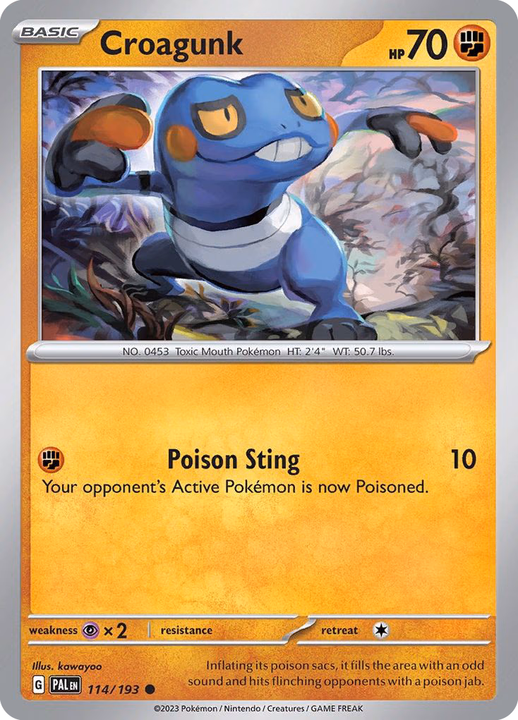 Croagunk Pokemon card (114/193, Paldea Evolved)