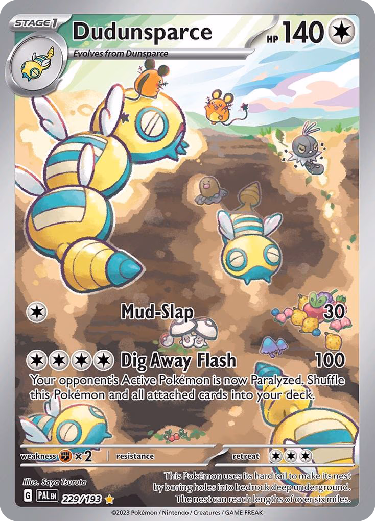 Dudunsparce Pokemon card (229/193, Paldea Evolved)