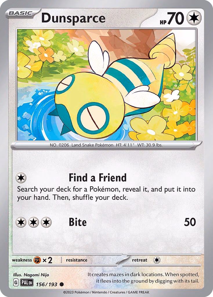 Dunsparce Pokemon card (156/193, Paldea Evolved)