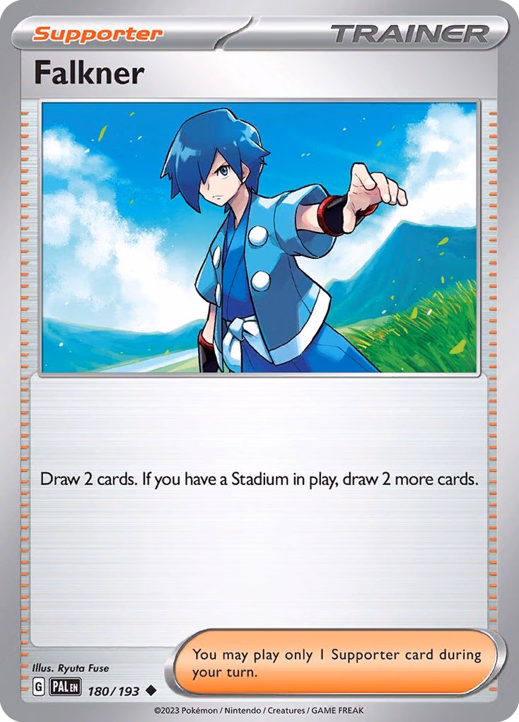 Falkner Pokemon card (180/193, Paldea Evolved)