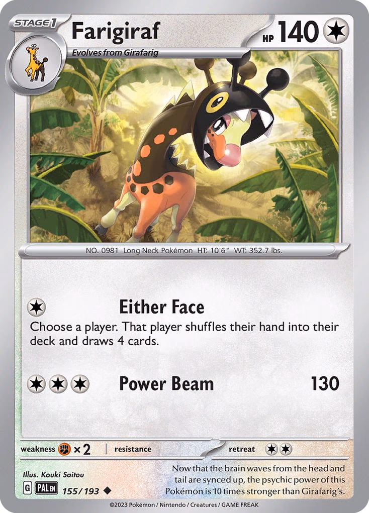 Farigiraf Pokemon card (155/193, Paldea Evolved)