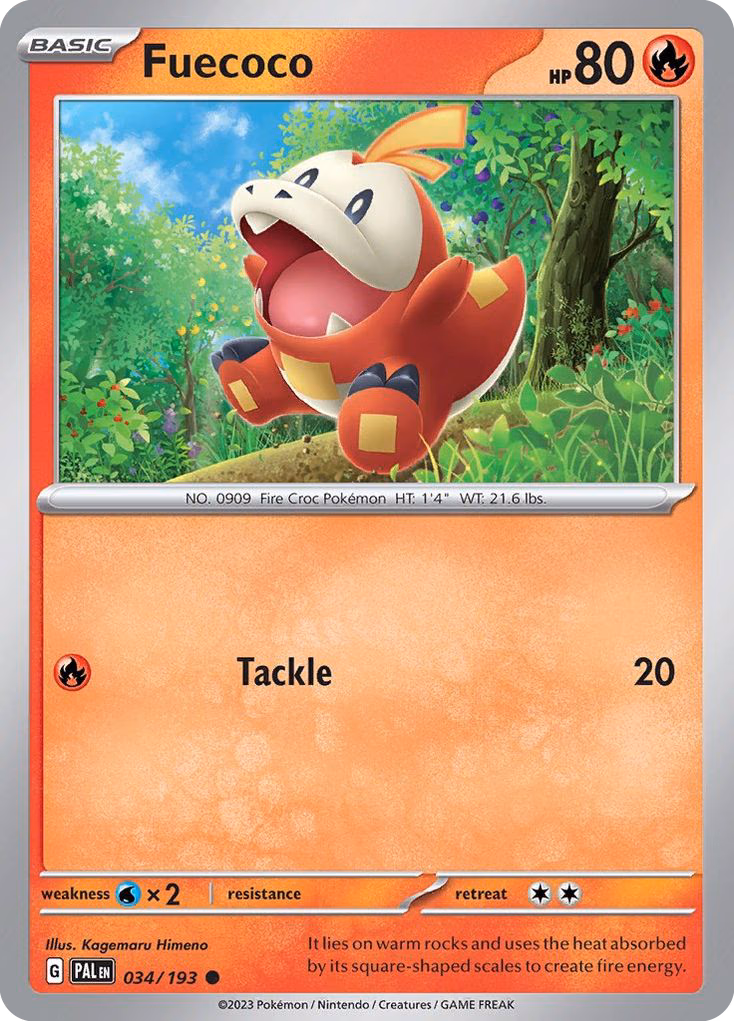 Fuecoco Pokemon card (034/193, Paldea Evolved)