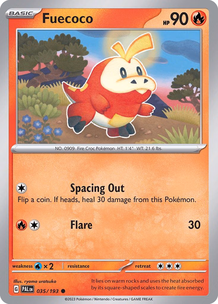 Fuecoco Pokemon card (035/193, Paldea Evolved)