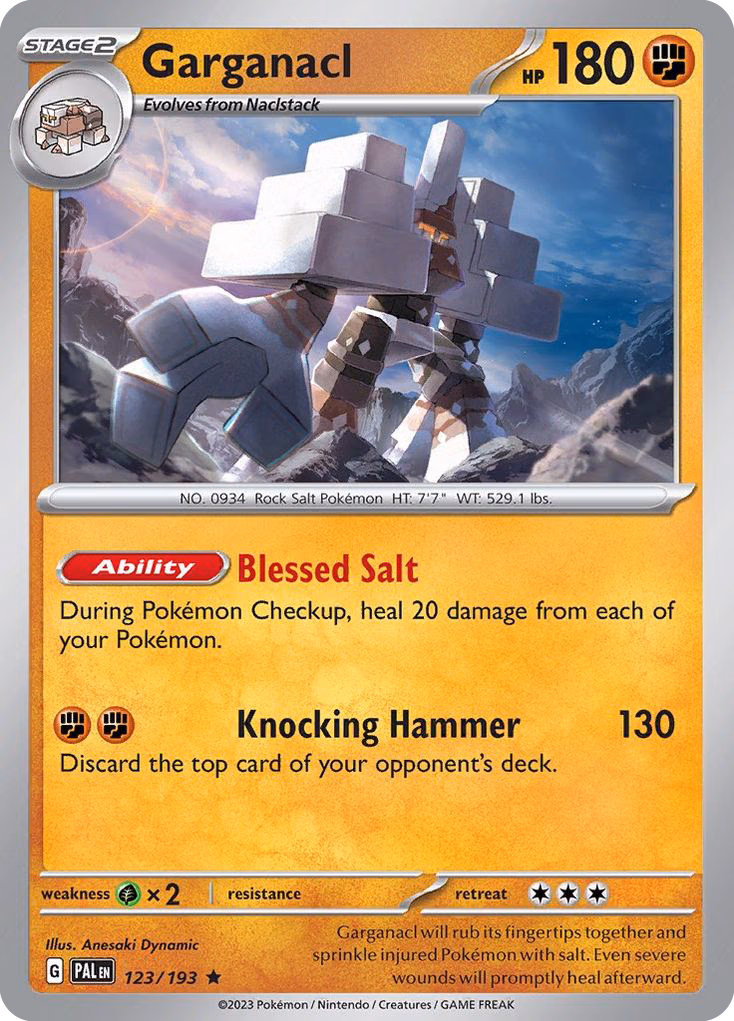 Garganacl Pokemon card (123/193, Paldea Evolved)