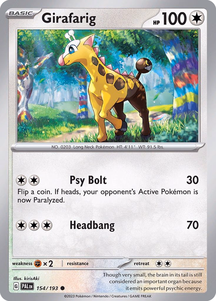Girafarig Pokemon card (154/193, Paldea Evolved)