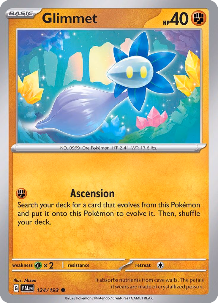 Glimmet Pokemon card (124/193, Paldea Evolved)
