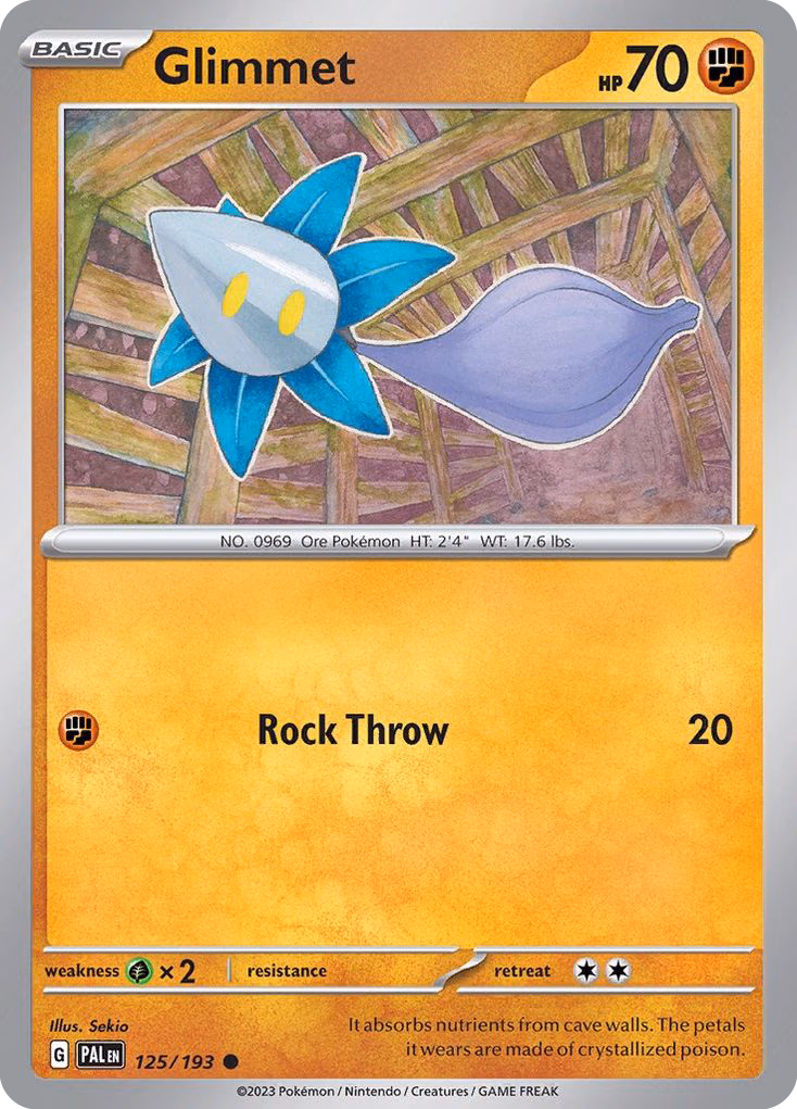 Glimmet Pokemon card (125/193, Paldea Evolved)