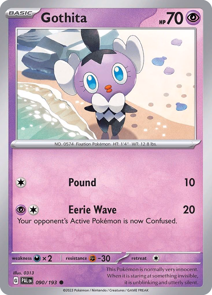 Gothita Pokemon card (090/193, Paldea Evolved)
