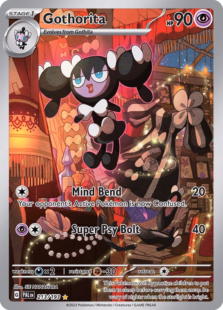 Gothorita Pokemon card (213/193, Paldea Evolved)