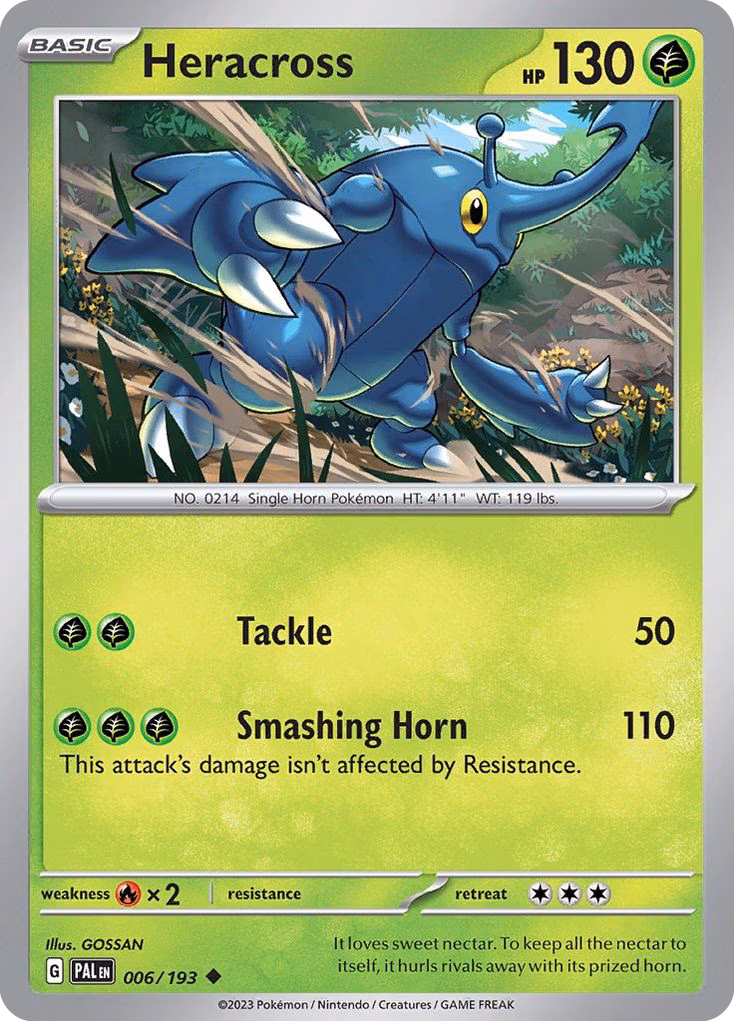 Heracross Pokemon card (006/193, Paldea Evolved)