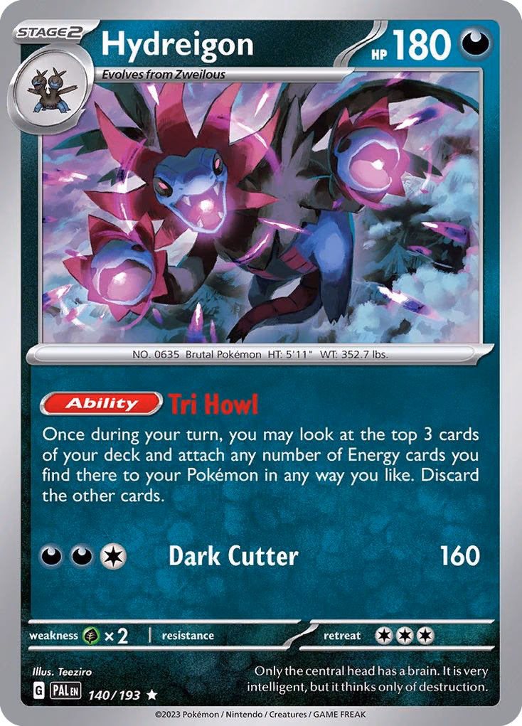 Hydreigon Pokemon card (140/193, Paldea Evolved)