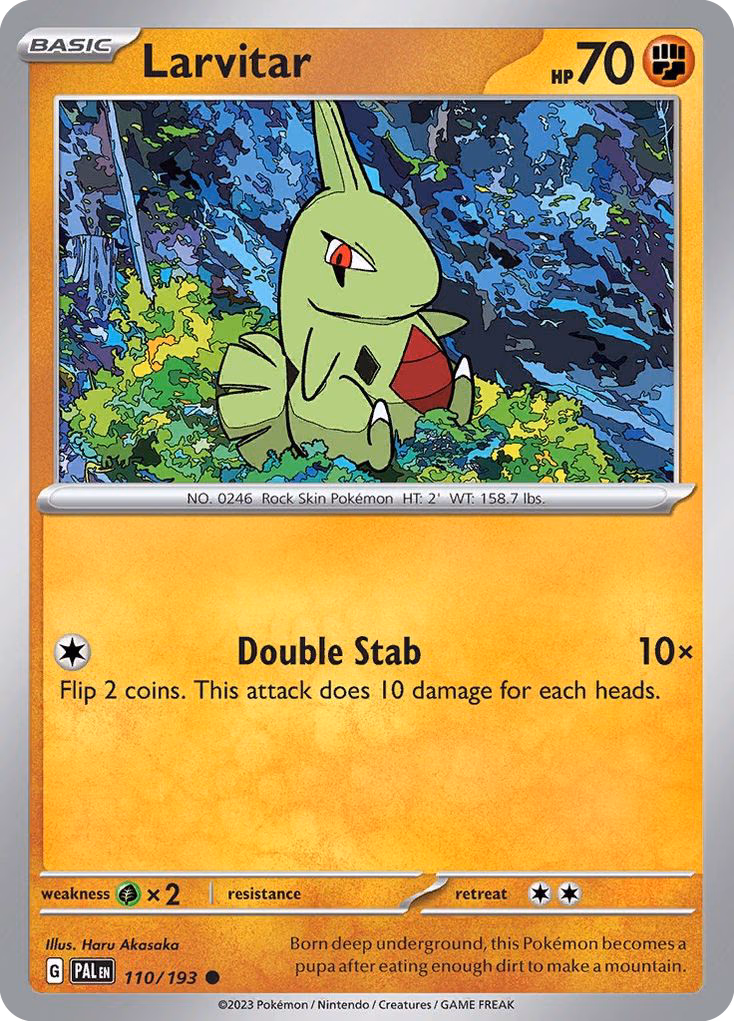 Larvitar Pokemon card (110/193, Paldea Evolved)
