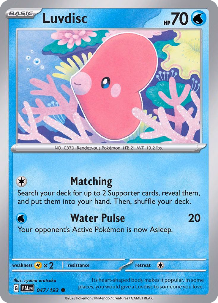 Luvdisc Pokemon card (047/193, Paldea Evolved)