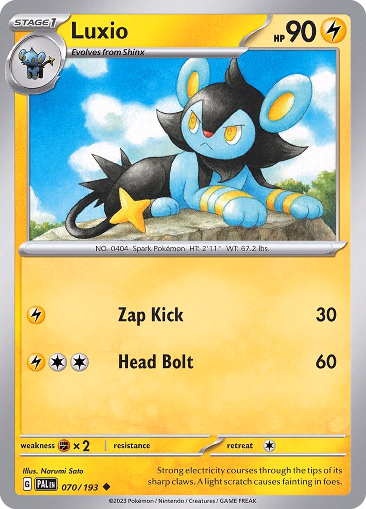 Luxio Pokemon card (070/193, Paldea Evolved)