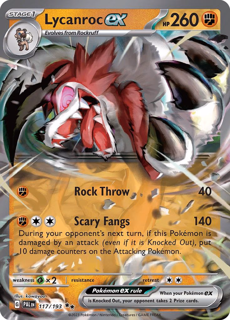 Lycanroc ex Pokemon card (117/193, Paldea Evolved)