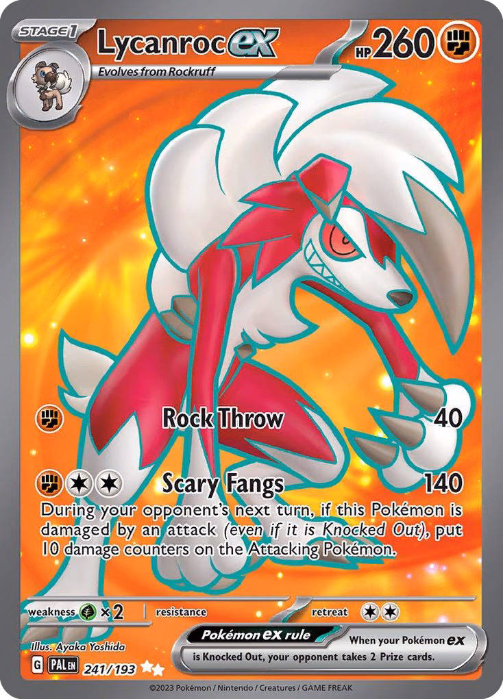 Lycanroc ex Pokemon card (241/193, Paldea Evolved)