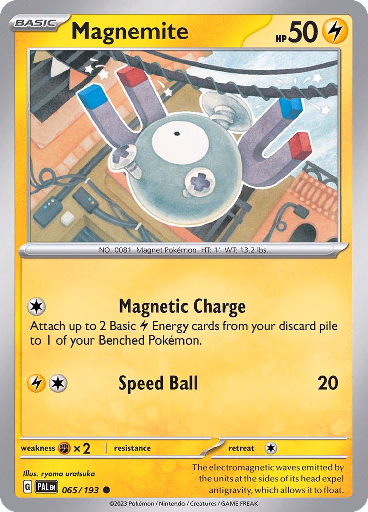Magnemite Pokemon card (065/193, Paldea Evolved)