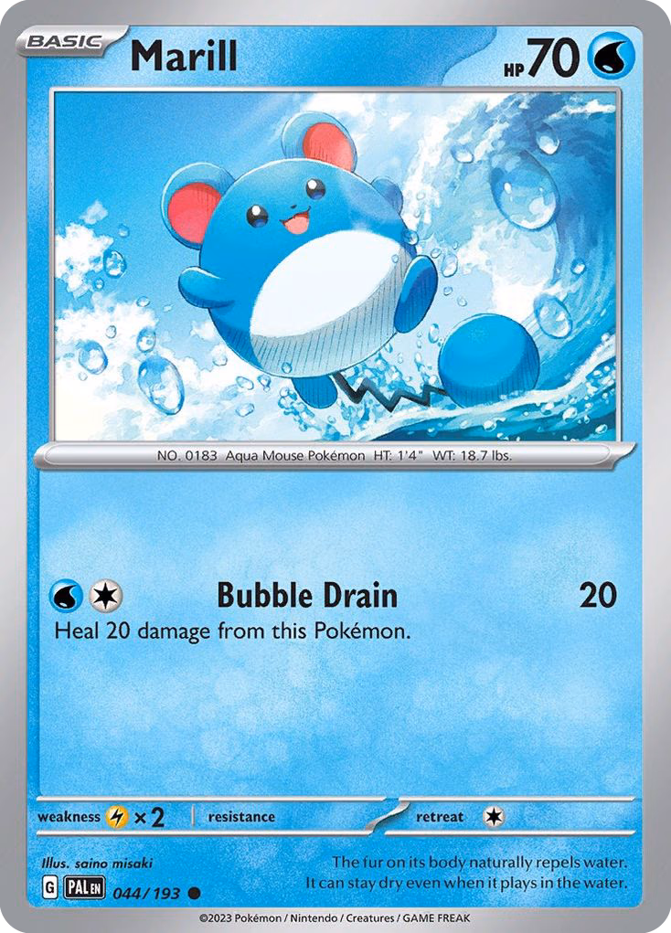 Marill Pokemon card (044/193, Paldea Evolved)