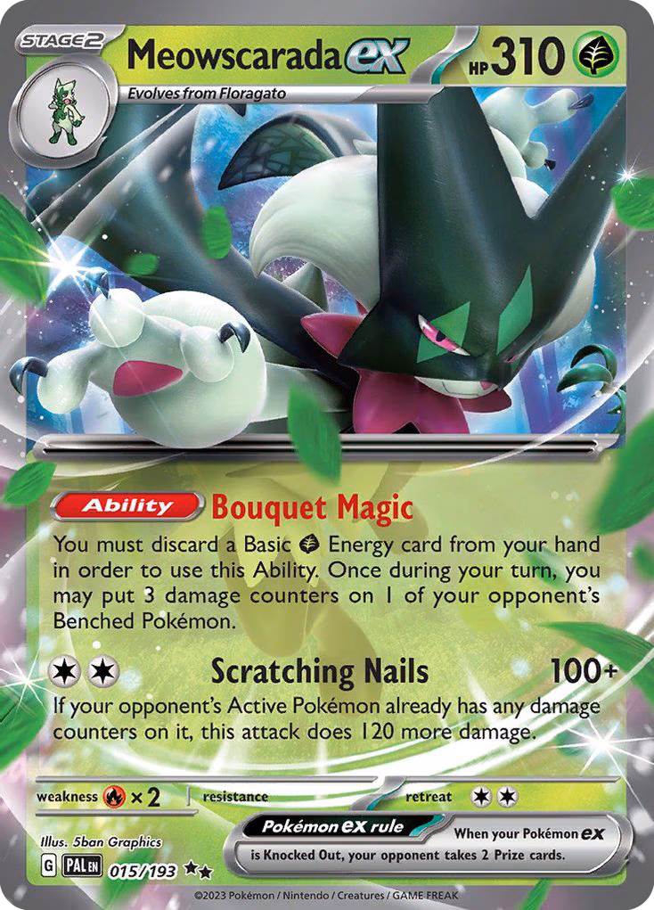 Meowscarada ex Pokemon card (015/193, Paldea Evolved)