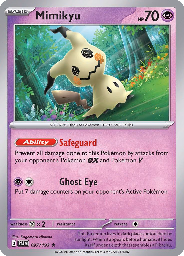 Mimikyu Pokemon card (097/193, Paldea Evolved)