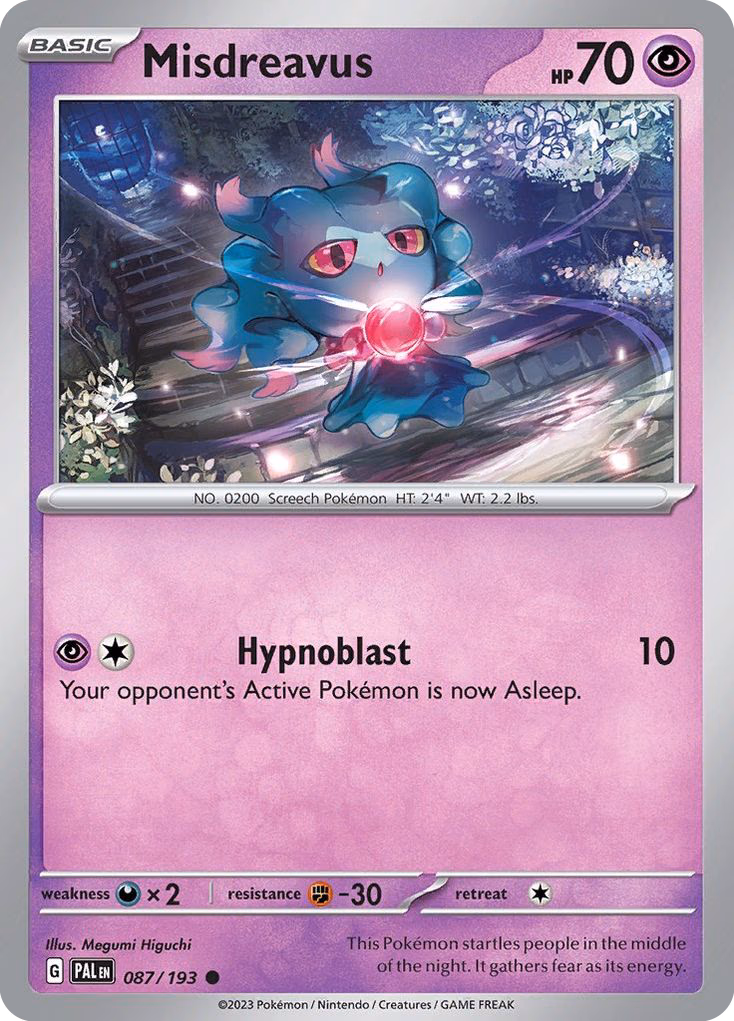 Misdreavus Pokemon card (087/193, Paldea Evolved)