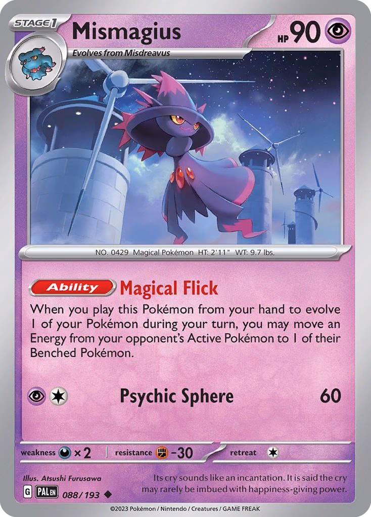 Mismagius Pokemon card (088/193, Paldea Evolved)