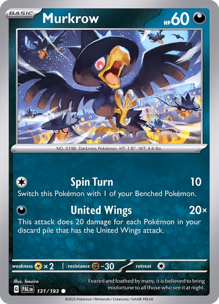 Murkrow Pokemon card (131/193, Paldea Evolved)