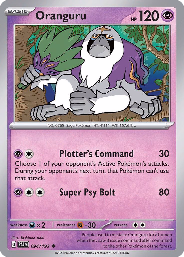 Oranguru Pokemon card (094/193, Paldea Evolved)