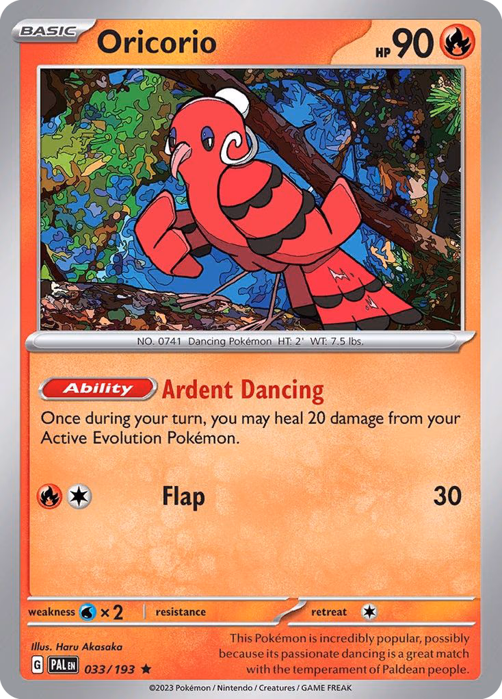 Oricorio Pokemon card (033/193, Paldea Evolved)