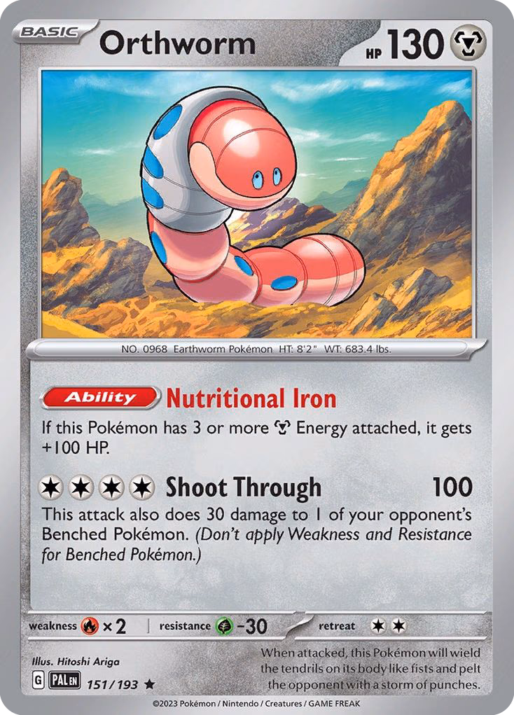 Orthworm Pokemon card (151/193, Paldea Evolved)