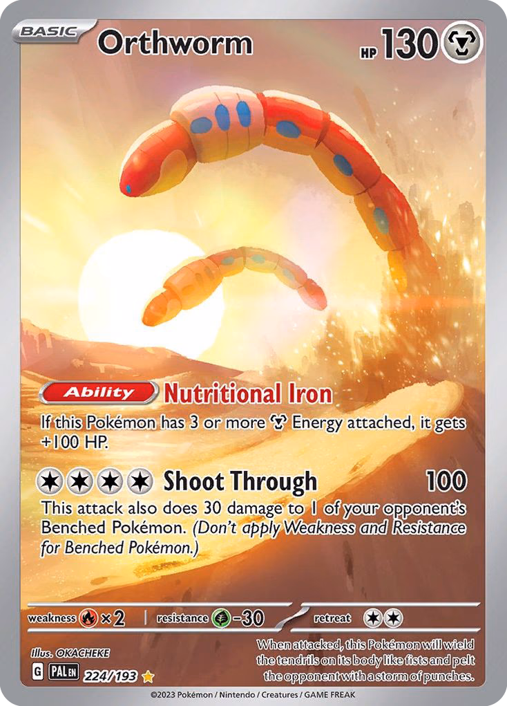 Orthworm Pokemon card (224/193, Paldea Evolved)