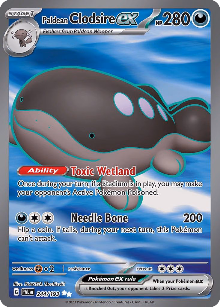 Paldean Clodsire ex Pokemon card (244/193, Paldea Evolved)