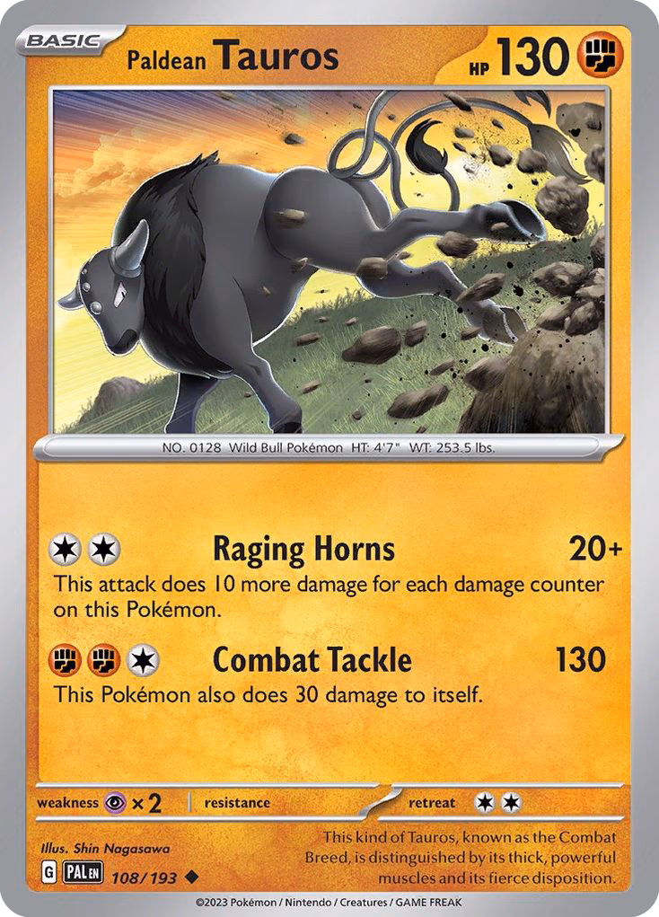 Paldean Tauros Pokemon card (108/193, Paldea Evolved)