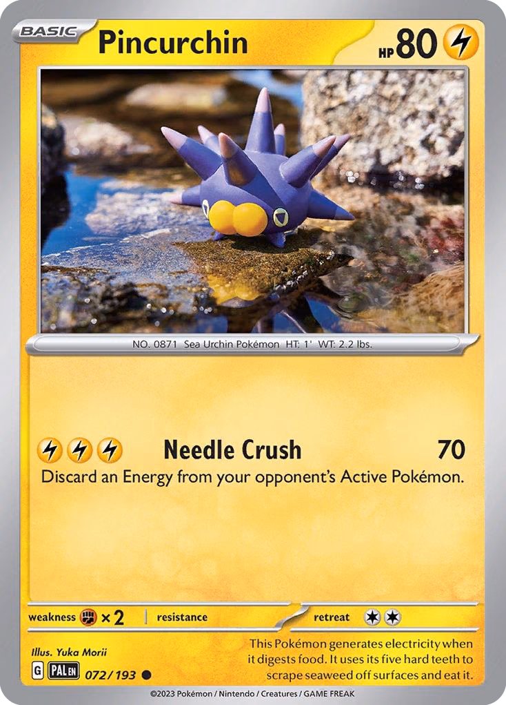 Pincurchin Pokemon card (072/193, Paldea Evolved)