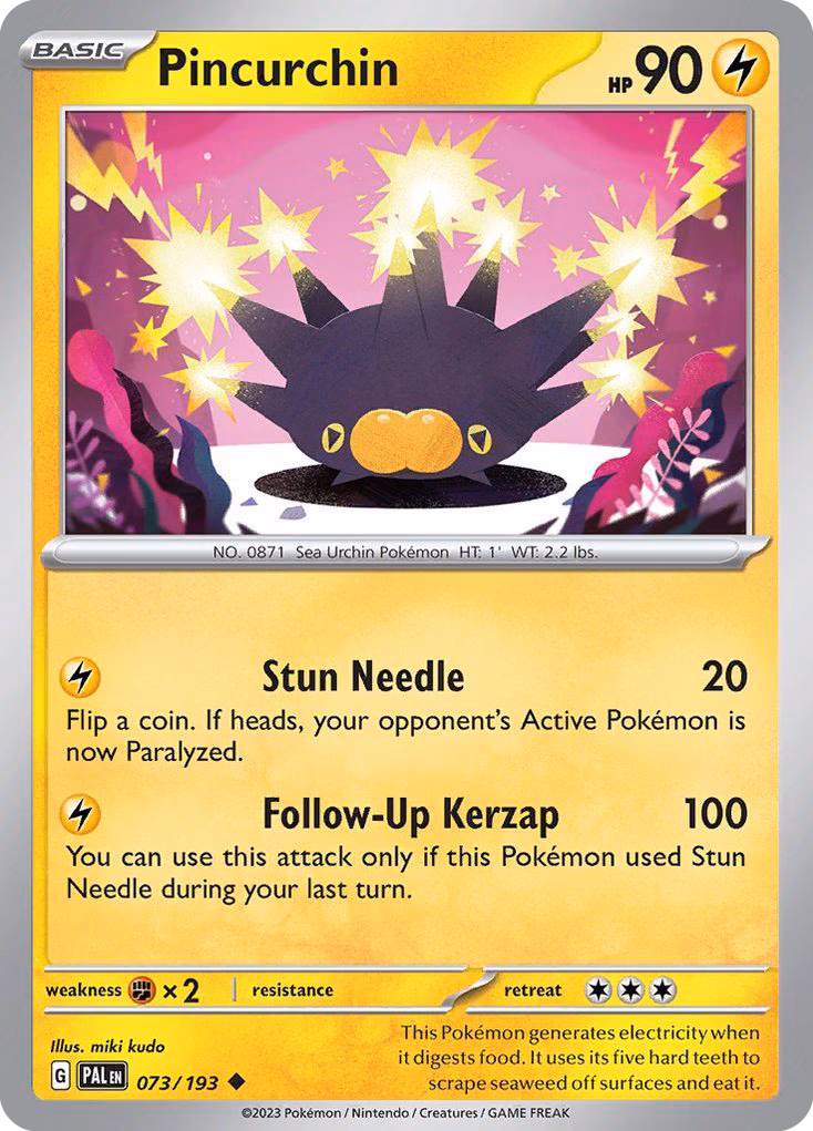 Pincurchin Pokemon card (073/193, Paldea Evolved)