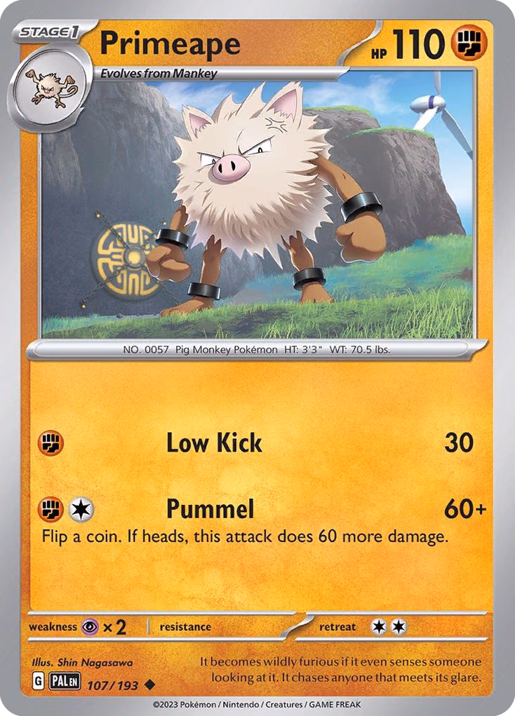 Primeape Pokemon card (107/193, Paldea Evolved)
