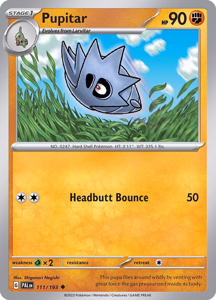 Pupitar Pokemon card (111/193, Paldea Evolved)
