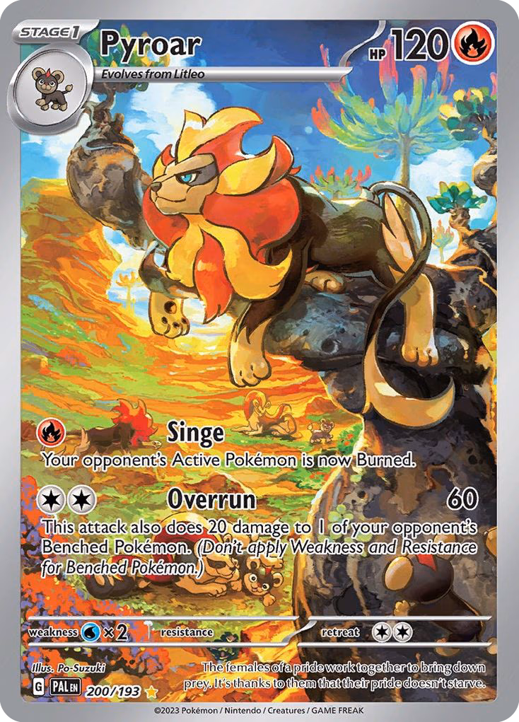 Pyroar Pokemon card (200/193, Paldea Evolved)