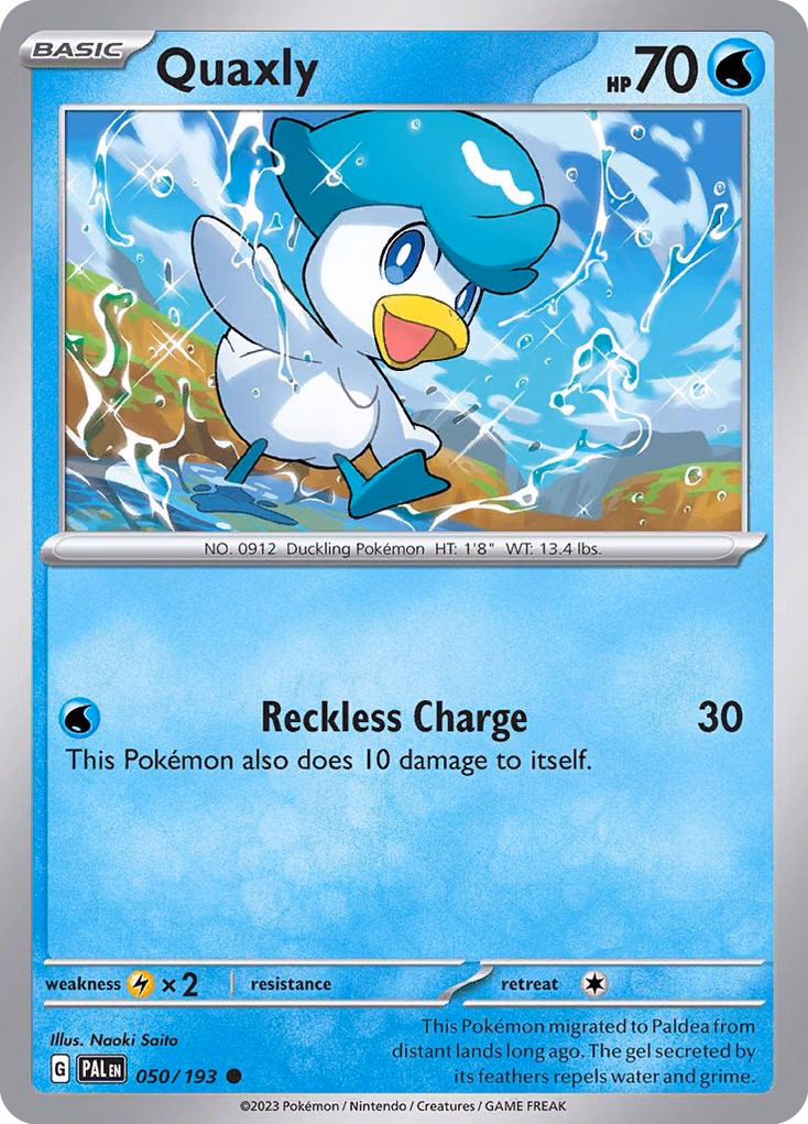 Quaxly Pokemon card (050/193, Paldea Evolved)