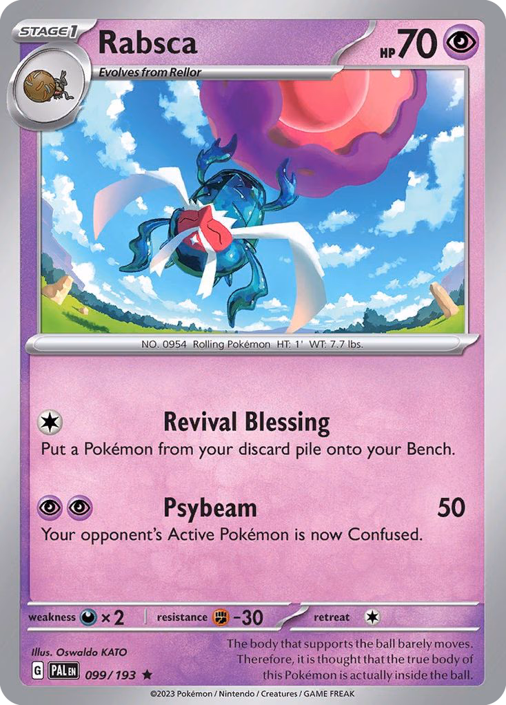Rabsca Pokemon card (099/193, Paldea Evolved)