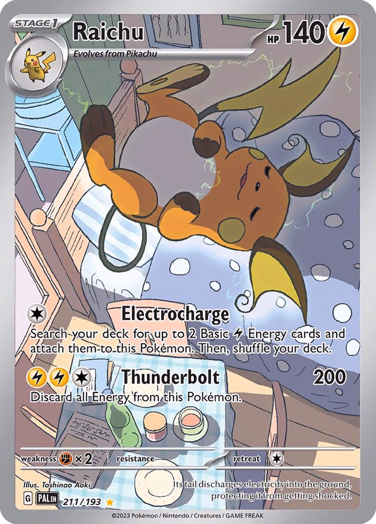 Raichu Pokemon card (211/193, Paldea Evolved)