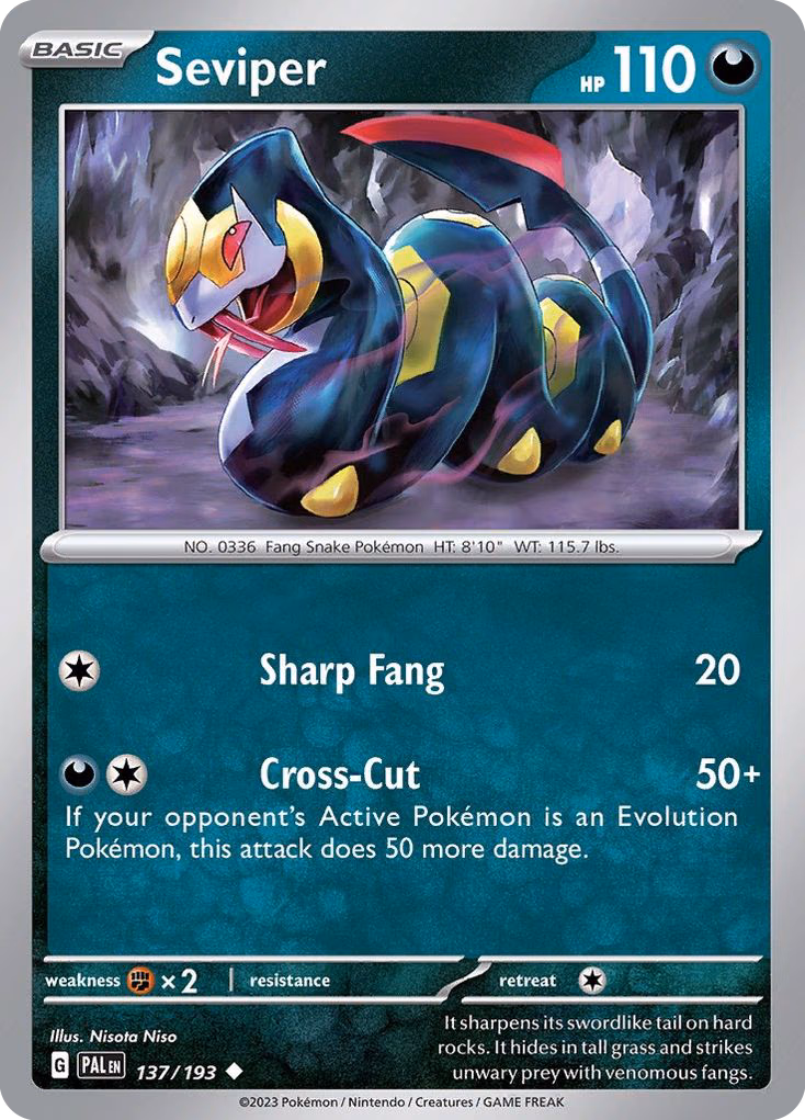 Seviper Pokemon card (137/193, Paldea Evolved)