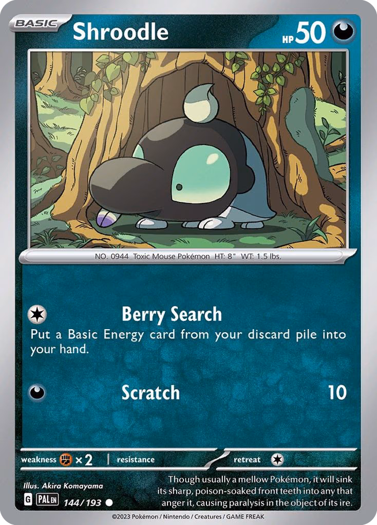 Shroodle Pokemon card (144/193, Paldea Evolved)